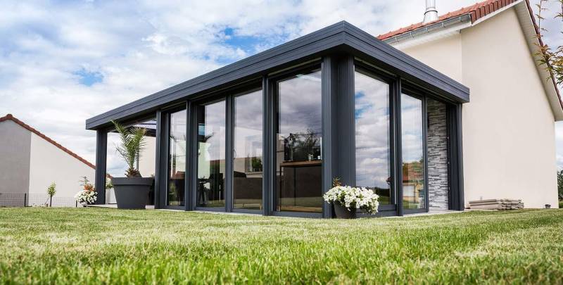 véranda aluminium gris anthracite Toulouse, Pinsaguel