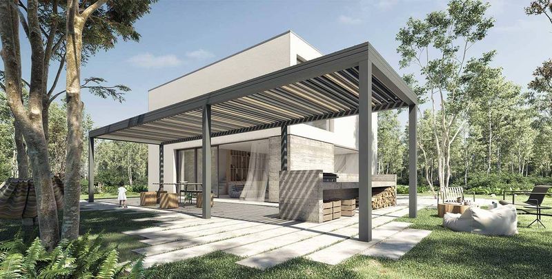 PERGOLA BIOCLIMATIQUE GRIS CELESTE