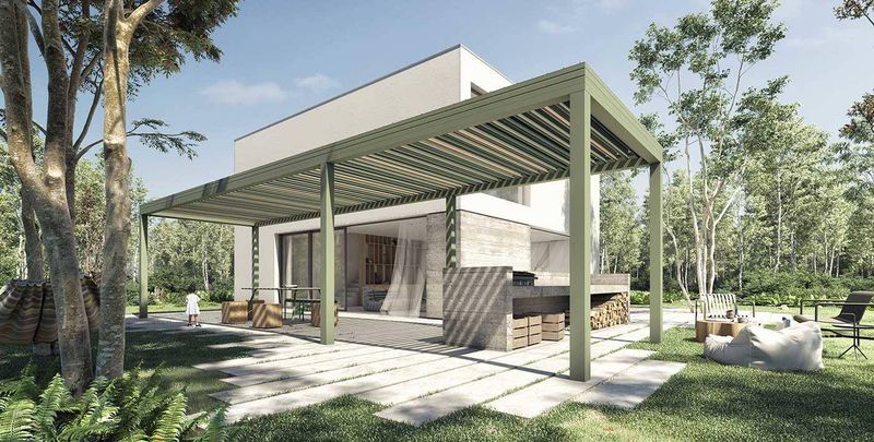 pergola modèle Forest coloris aluminium vert olive