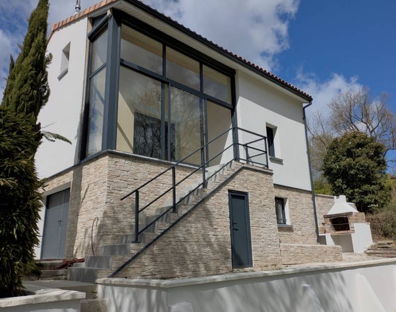 chantier global fenetre, baie, vitrée, stores gris anthracite ramonville 